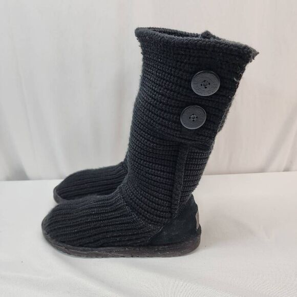 UGG Australia Size 6 Women’s Black Cardy Knit Button Boots - Picture 5 of 9